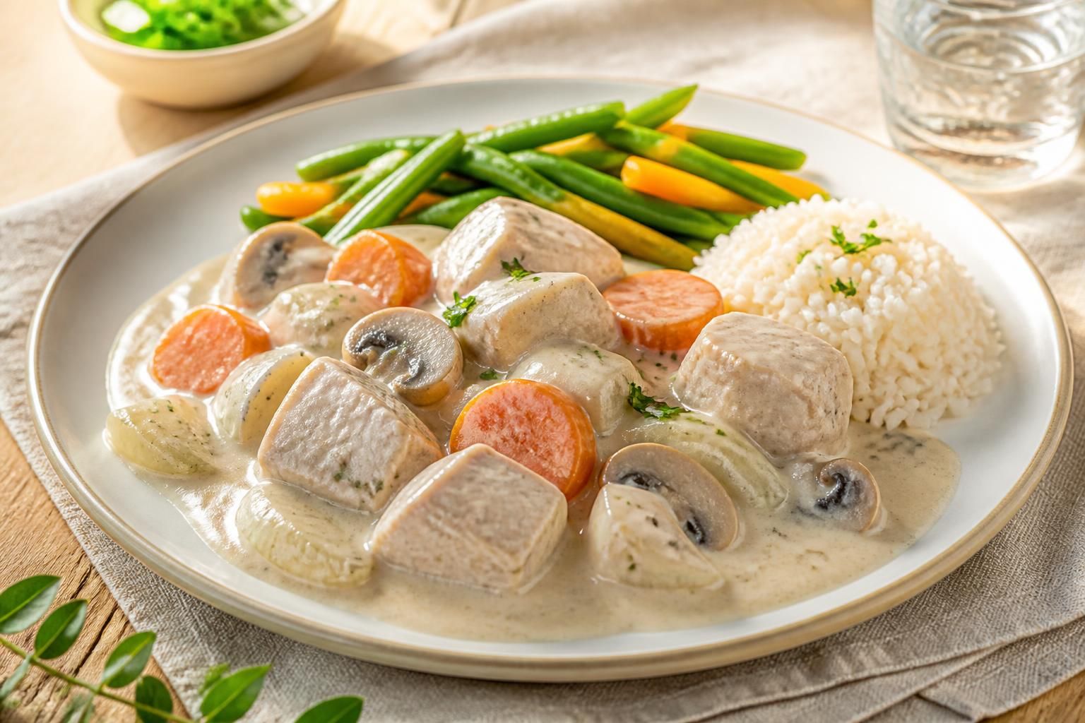 découvrez notre recette légère de blanquette de dinde, un plat savoureux qui combine plaisir gourmand et bien-être pour un repas équilibré et délicieux.