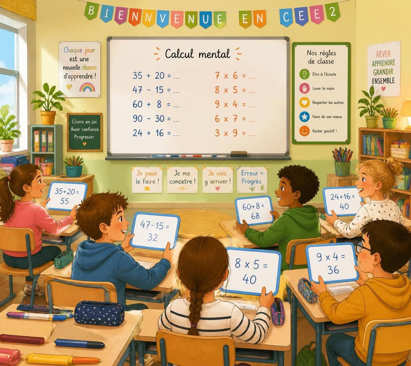 exercices simples de calcul mental pour les élèves de ce2 afin de progresser rapidement en mathématiques. pratiquez facilement en classe ou à la maison.