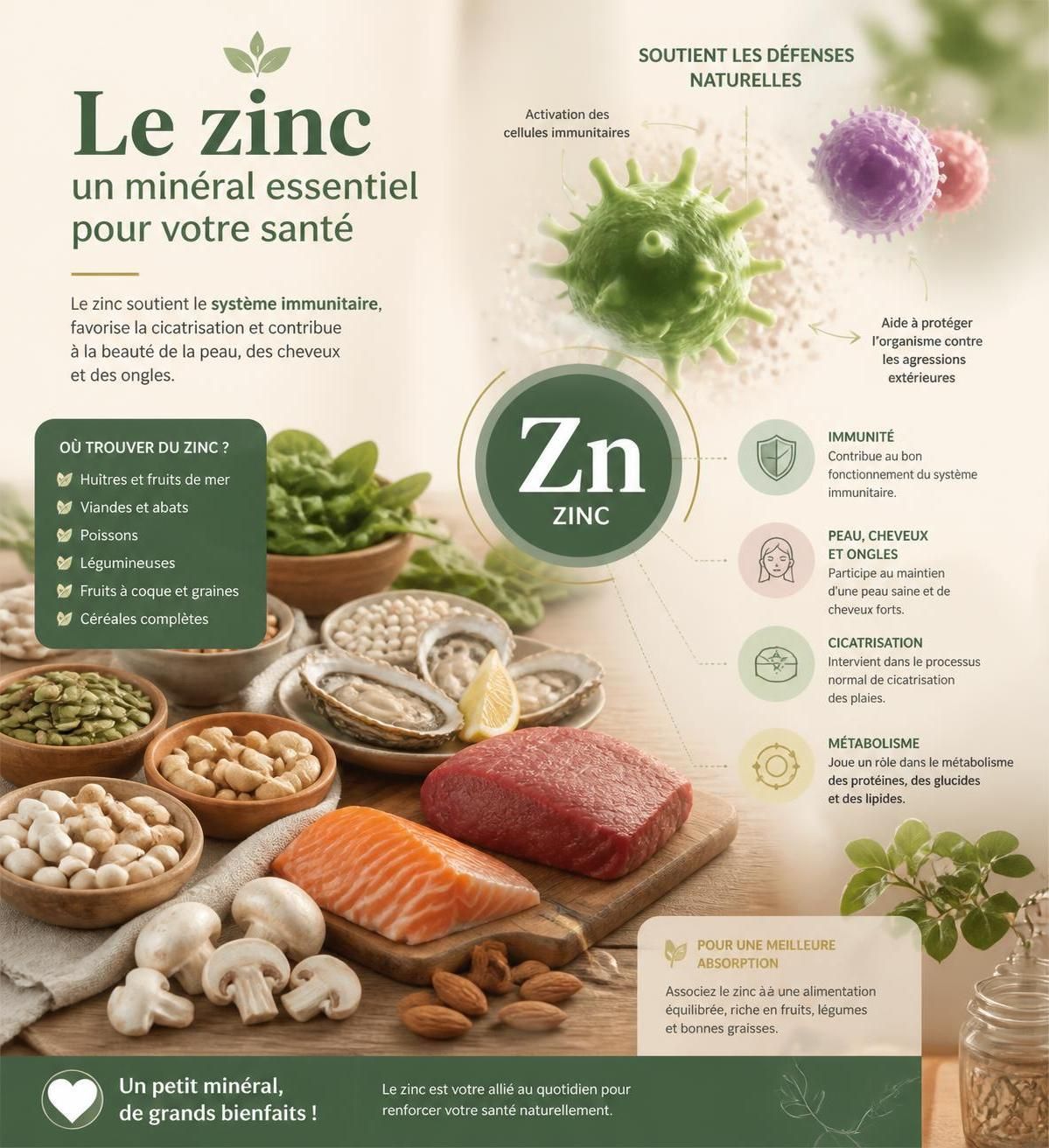 découvrez comment le zinc, un minéral essentiel, peut renforcer naturellement votre système immunitaire et améliorer votre santé globale.