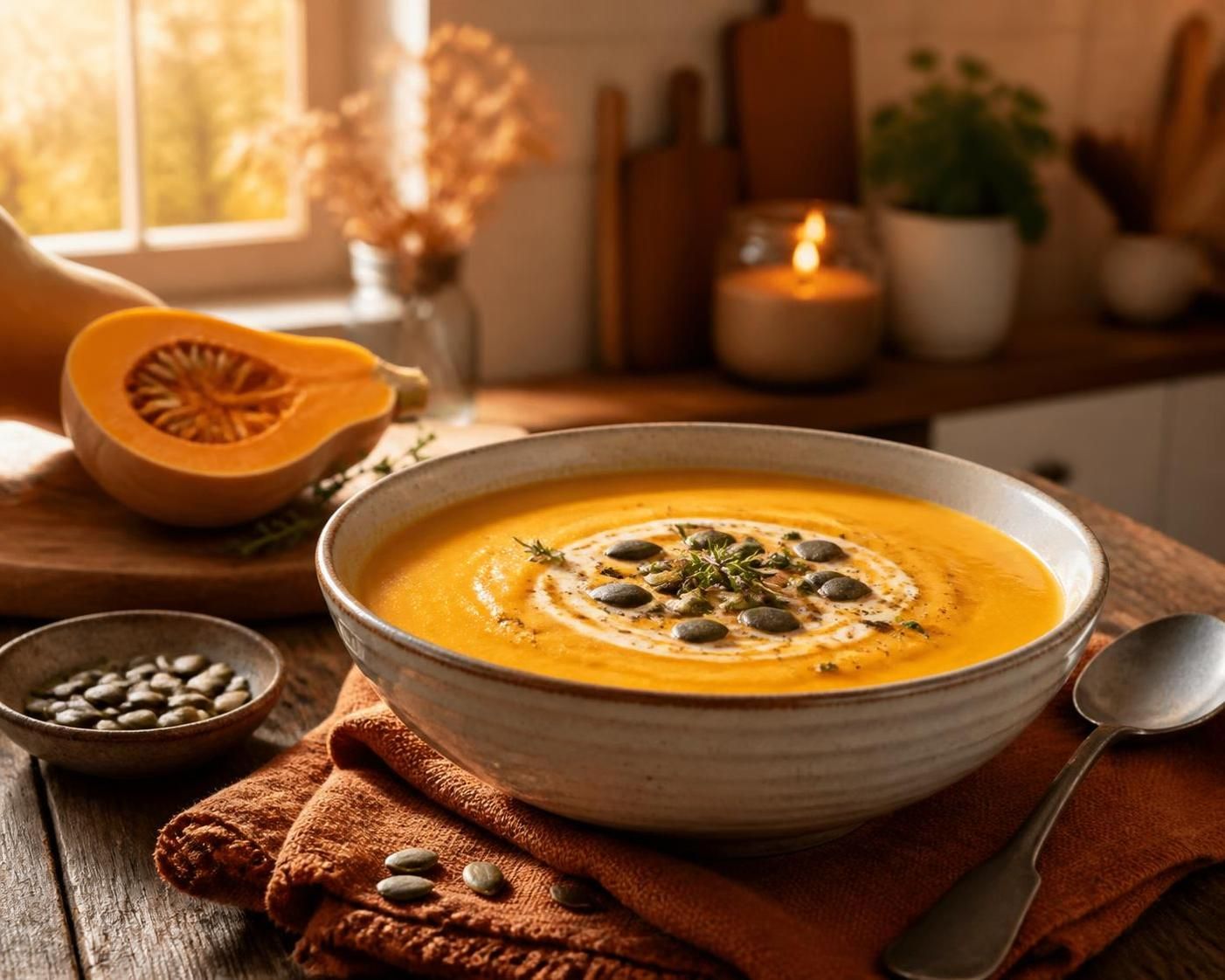 découvrez les secrets d'un velouté de butternut onctueux et savoureux avec notre recette facile à réaliser, idéale pour réchauffer vos repas.