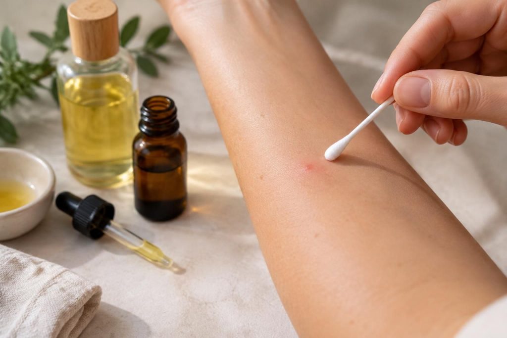 découvrez comment utiliser l’huile essentielle de tea tree sur une piqûre d’insecte, avec les précautions à prendre et les conseils de dilution.